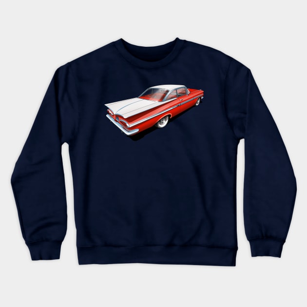 1959 Chevrolet Impala in Roman Red and White Crewneck Sweatshirt by candcretro